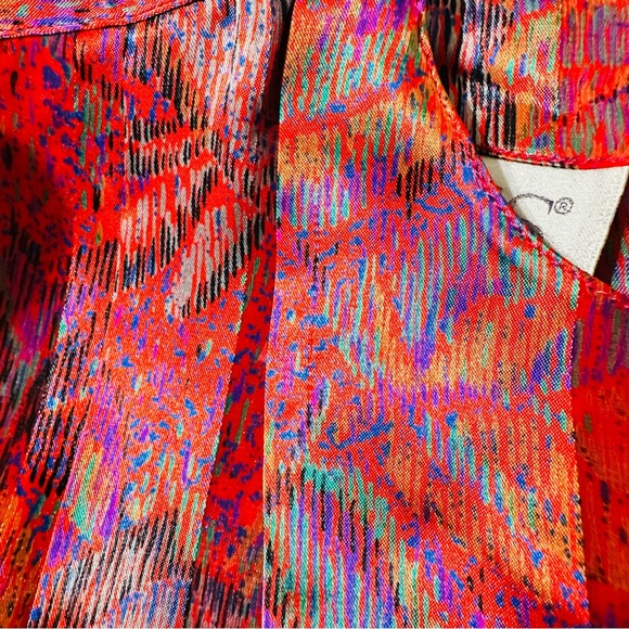 Vintage TESS Abstract Print Blouse 80s Colorful Long Sleeve Button Back Top Sz 8 - Picture 10 of 12